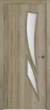 Межкомнатная дверь с покрытием EcoCraft GL Woodline 3 Дуб мокко Белый сатинат