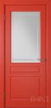 Межкомнатная дверь Стокгольм ДО эмаль красная сатинат с гравировкой (ВФД)