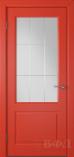 Межкомнатная дверь Доррен ДО эмаль красная сатинат с гравировкой (ВФД)