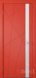 Межкомнатная дверь Флитта ДО эмаль красная ультра белое стекло (ВФД)