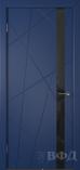 Межкомнатная дверь Флитта ДО эмаль синяя ультра черное стекло (ВФД)