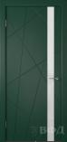 Межкомнатная дверь Флитта ДО эмаль зеленая ультра белое стекло (ВФД)