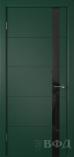 Межкомнатная дверь Тривиа ДО эмаль зеленая ультра черное стекло (ВФД)