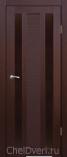 Межкомнатная дверь из экошпона Фиеста Ноче Кремоне темное стекло