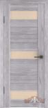 Межкомнатная дверь с покрытием из Эко Шпона ВФД Line 5 Серый дуб Бежевое стекло