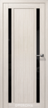 Дверь межкомнатная с 3D покрытием Гамма М2 Снежная Лиственница Стекло черное